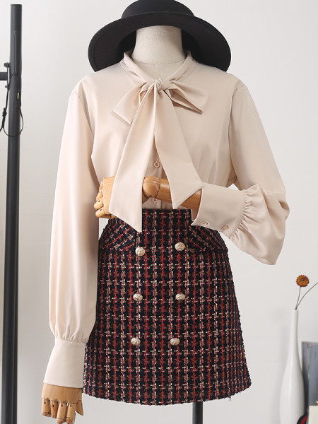 Ženska košulja od šifona s dugim rukavima i trakom