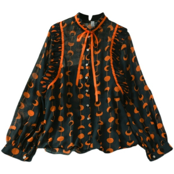 Színes női ing nyakkendőkkel és gombokkal