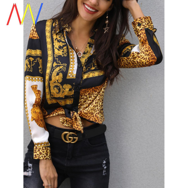 Modern női ing színes mintával