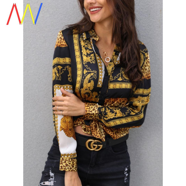 Modern női ing színes mintával