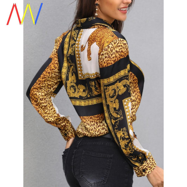 Modern női ing színes mintával