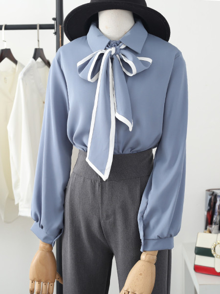 Moderna ženska košulja s dugim rukavima i vezama od šifona