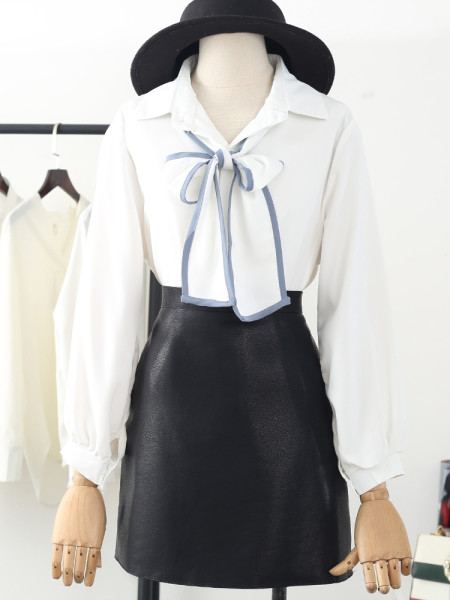 Moderna ženska košulja s dugim rukavima i vezama od šifona