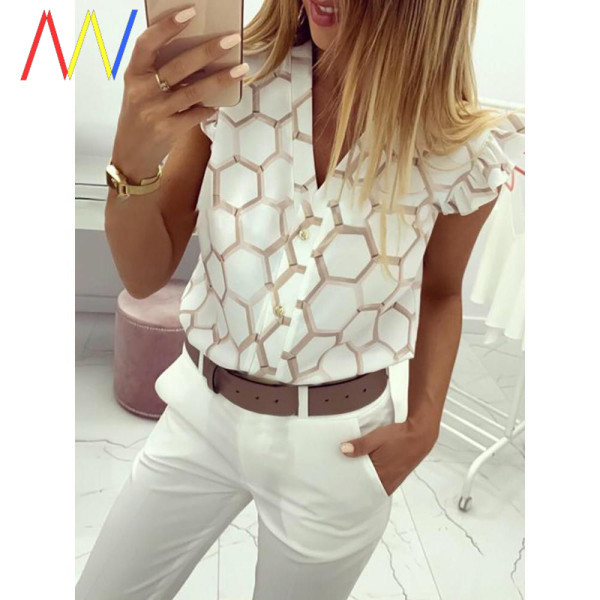 Naiste valge lokkidega vabaajasärk