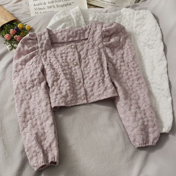 Retro stílusú női ing gombokkal és szögletes nyakkivágással