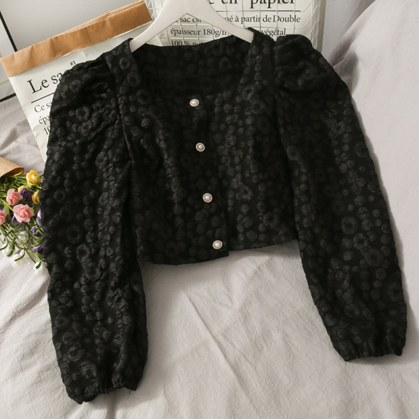 Retro stílusú női ing gombokkal és szögletes nyakkivágással