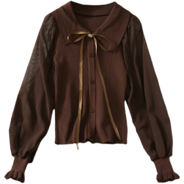 Női ing nyakkendővel és spitz nyakkivágással