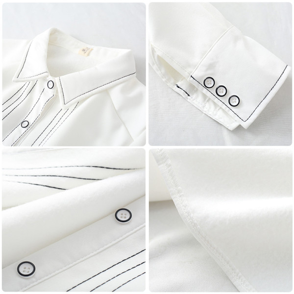 Naiste vabaaja särk - klassikalise krae ja tikandiga