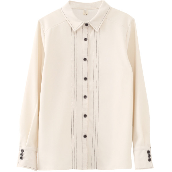 Naiste vabaaja särk - klassikalise krae ja tikandiga