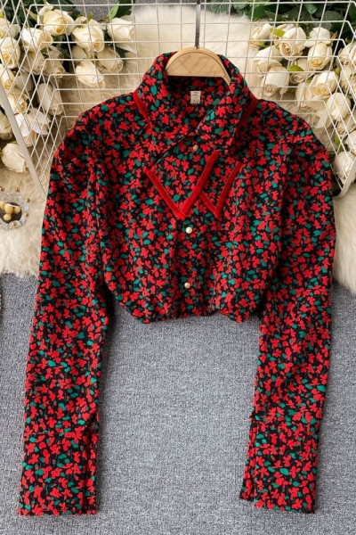 Virágmintás női ing klasszikus gallérral