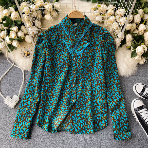 Virágmintás női ing klasszikus gallérral