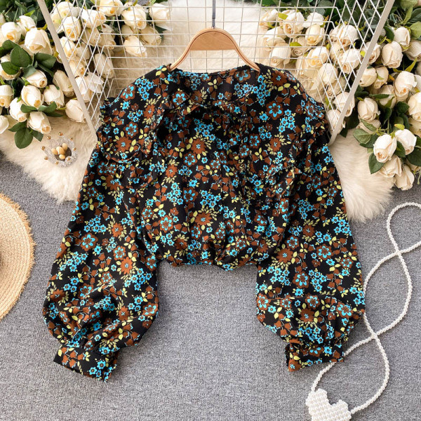 Modern női ing virágmintával és klasszikus gallérral