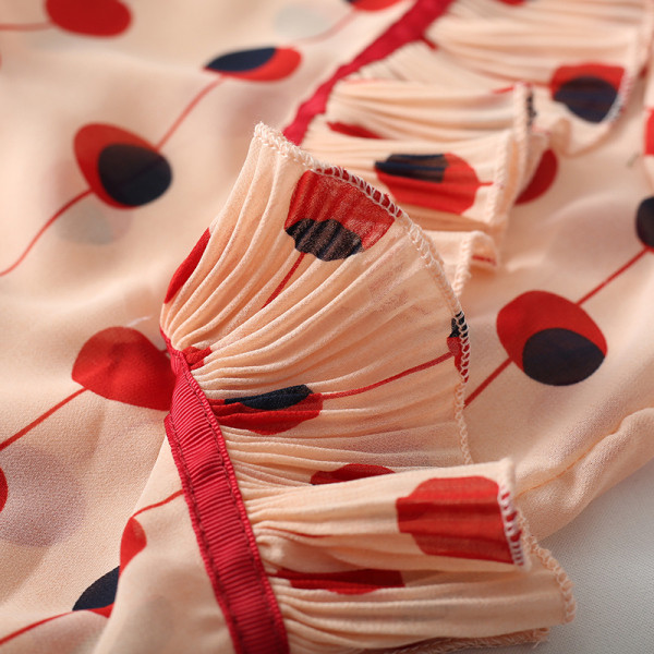 Moodne naiste täpiline madala krae ja paeltega särk