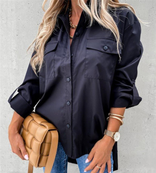 Asümmeetriline pikk taskutega särk