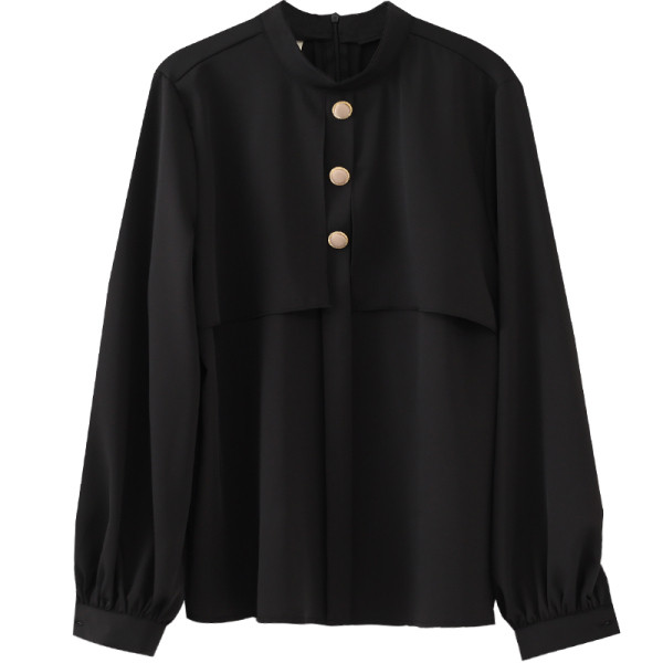 Modern női ing kerek nyakkivágással és kerek gombokkal