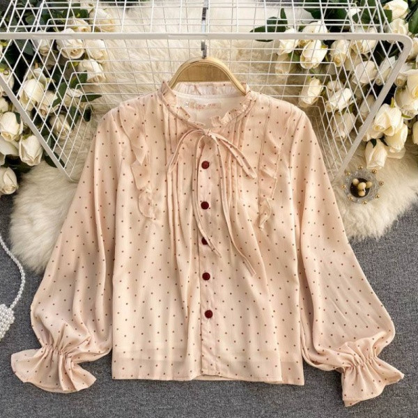 Ženska retro košulja s okruglim izrezom i vezama