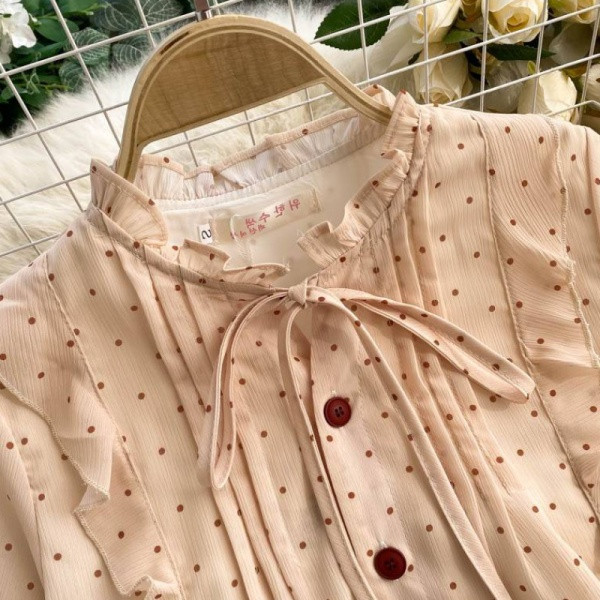 Ženska retro košulja s okruglim izrezom i vezama