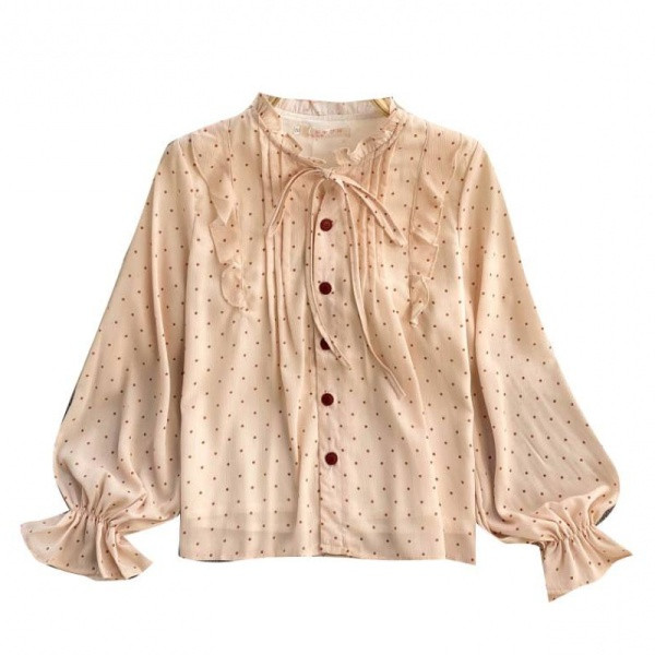 Ženska retro košulja s okruglim izrezom i vezama