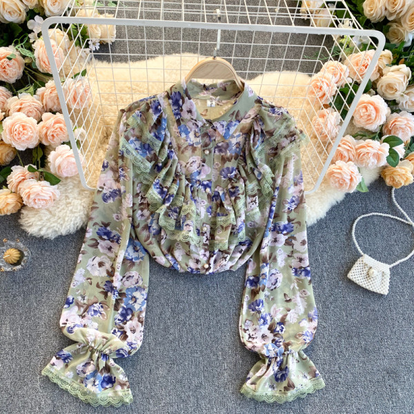 Camasa de dama colorata cu guler clasic si dantela