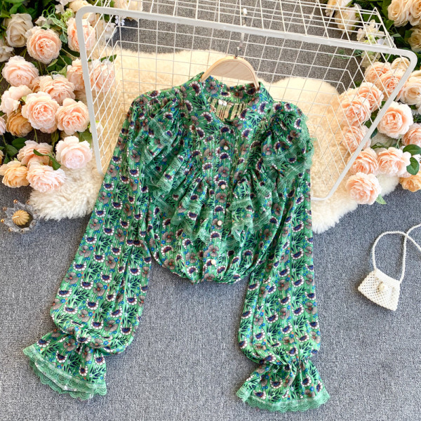 Camasa de dama colorata cu guler clasic si dantela