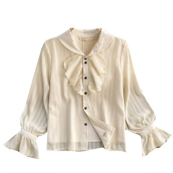 Retro stílusú női ing gombokkal és fürtökkel