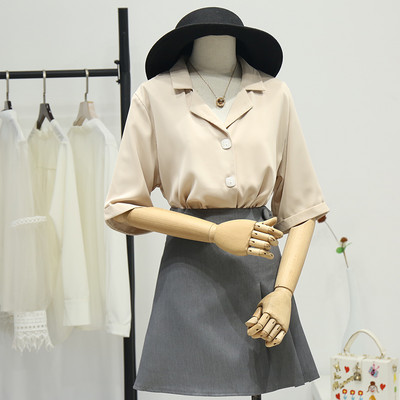 Γυναικείο πουκάμισο casual με λαιμόκοψη και 3/4 μανίκια