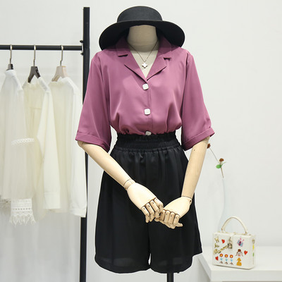 Γυναικείο πουκάμισο casual με λαιμόκοψη και 3/4 μανίκια