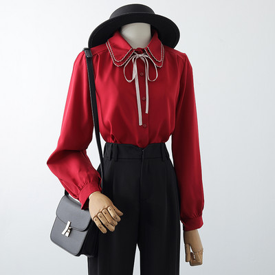 Naiste vabaaja särk pikkade varrukate ja lipsudega – mitut värvi