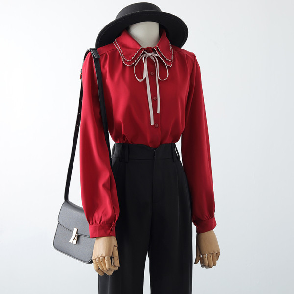 Naiste vabaaja särk pikkade varrukate ja lipsudega – mitut värvi