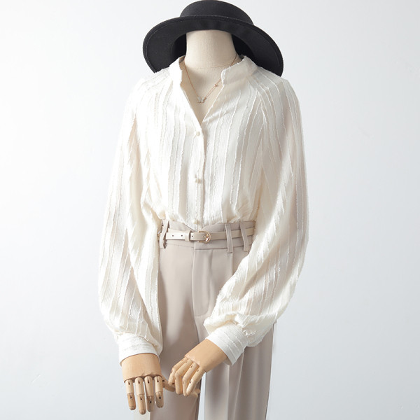 Laiade varrukate ja ümara kaelusega naiste sügissärk