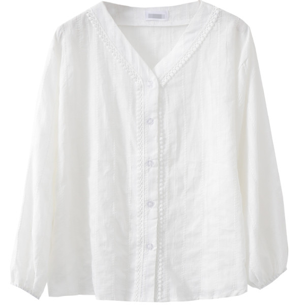 Modern női ing spitz nyakkivágással - fehér színben