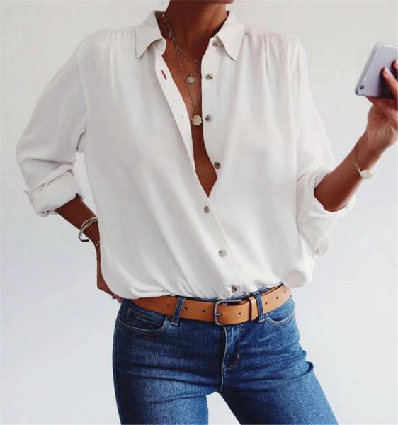 Modern női ing klasszikus modell fehér színben