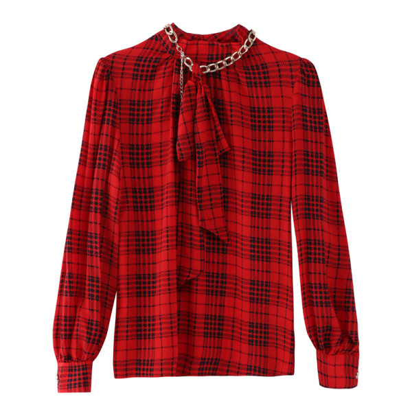 Naiste särk metallist keti ja punase paelaga