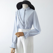 Γυναικείο πουκάμισο νέο μοντέλο με χαμηλό κολάρο και μανίκια λωτού