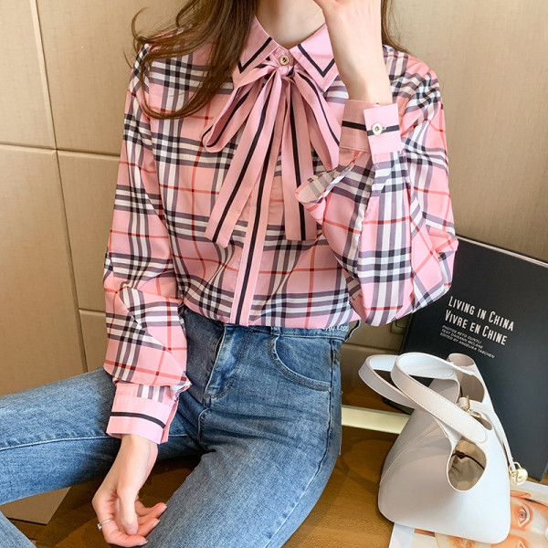 Női alkalmi ing rózsaszín szalaggal