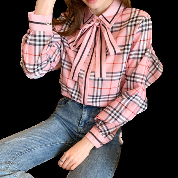 Női alkalmi ing rózsaszín szalaggal