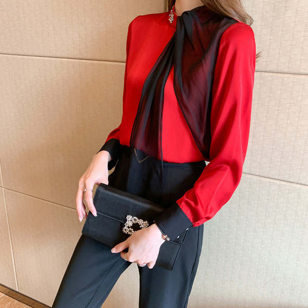 Vabaaja naiste särk helmeste ja tülliga