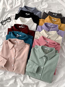 Női alkalmi ing sima modell klasszikus gallérral