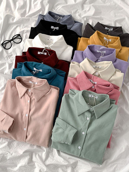 Női alkalmi ing sima modell klasszikus gallérral