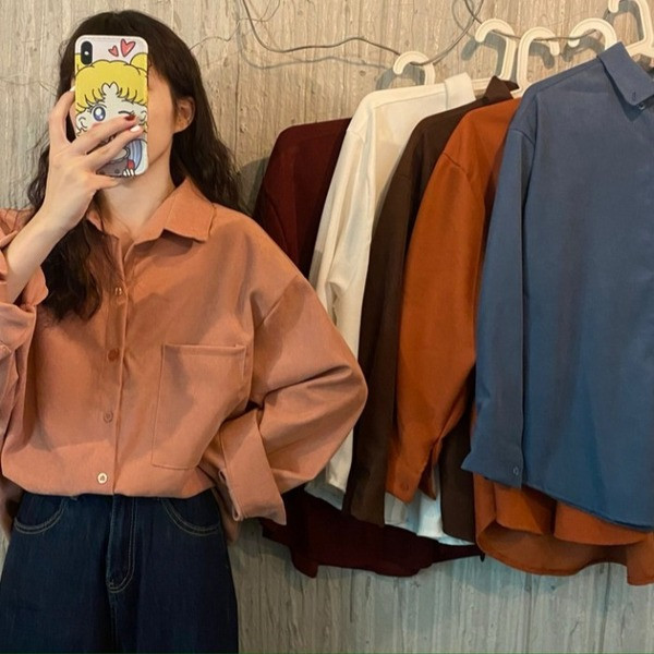 Női alkalmi ing klasszikus gallérral és gombokkal - széles modell