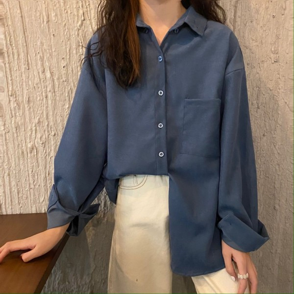 Női alkalmi ing klasszikus gallérral és gombokkal - széles modell