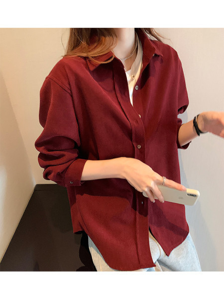 Női ing sima modell klasszikus gallérral és hosszú ujjal