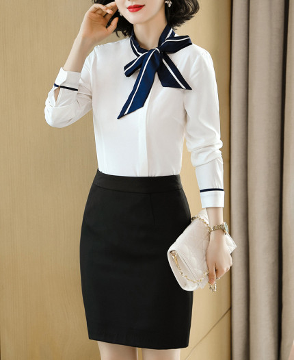 Stiilne naiste triibulise paelaga särk - 5XL