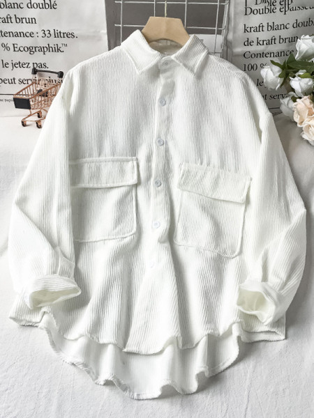 Alkalmi női csíkos ing klasszikus gallérral és zsebbel