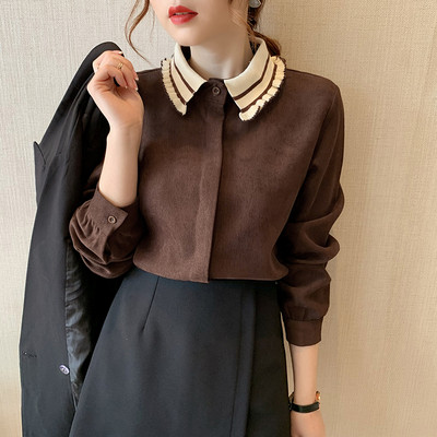 Ενημερωμένο γυναικείο πουκάμισο με κορδόνια και κλασικό κολάρο