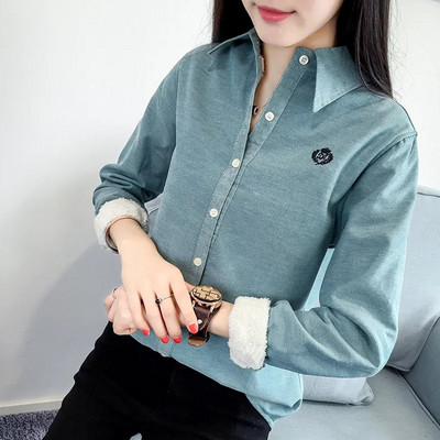 Női alkalmi ing meleg béléssel és gombokkal