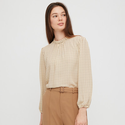 Női alkalmi ing ovális nyakkivágással, fekete és bézs színben