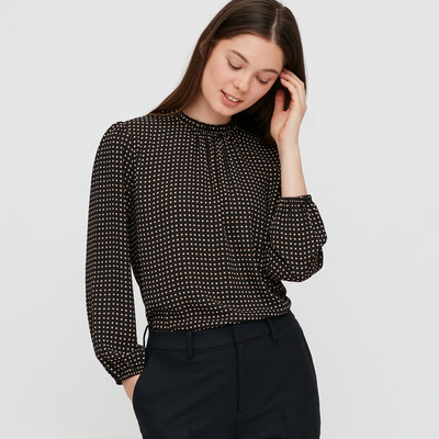 Női alkalmi ing ovális nyakkivágással, fekete és bézs színben