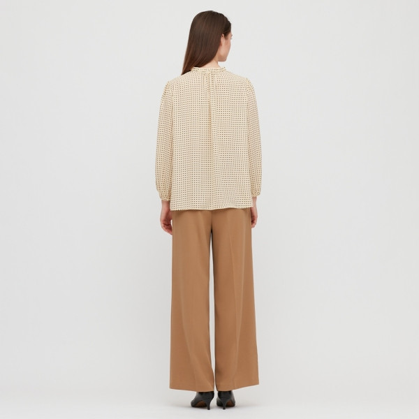 Női alkalmi ing ovális nyakkivágással, fekete és bézs színben