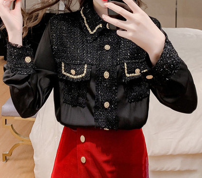 Új modell női ing klasszikus gallérral és zsebekkel